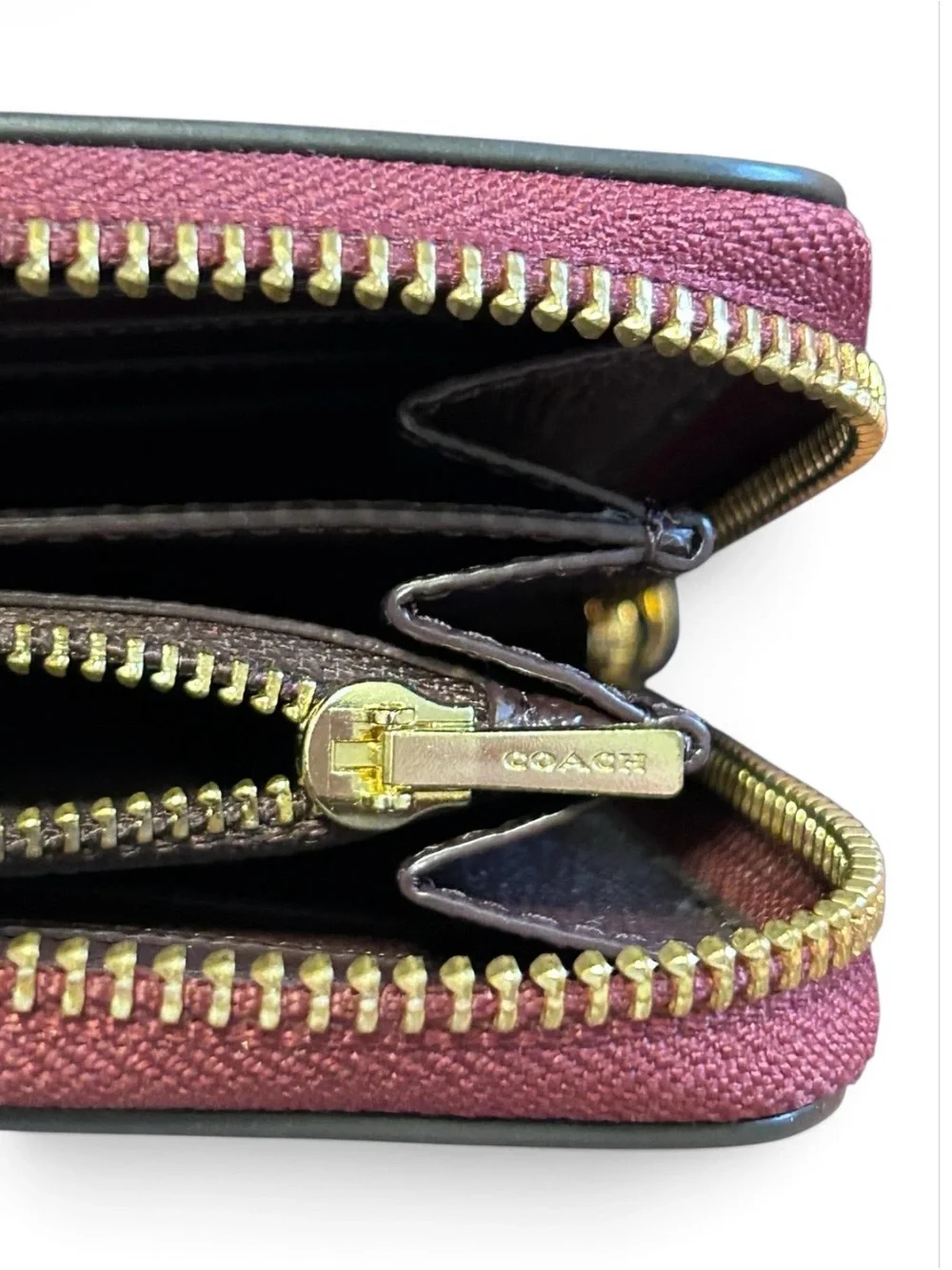 Coach Zip Around Continental Wallet in Metallic Cherry